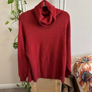 Free People Oversized Crimson Turtleneck